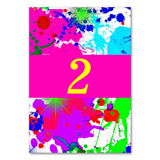 Neon Glow, Paint Spritzer, Custom Tischnummer (Vorderseite)