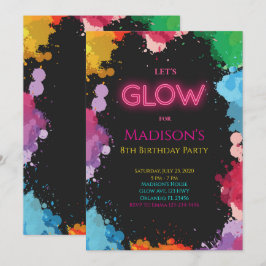 Neon Glow Painting Einladung zum Geburtstag