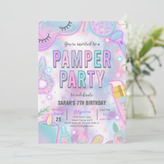 Neon Glow Pamper Wellness-Center Party Geburtstag Einladung