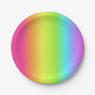 Neon Glow Party Rainbow Spectrum Ombre Papierplatt Pappteller