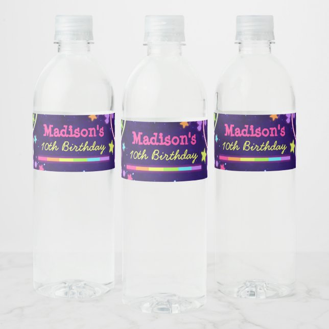 Neon Glow Party Wasser Flaschen Wraps Flaschen Fla (Flaschen)