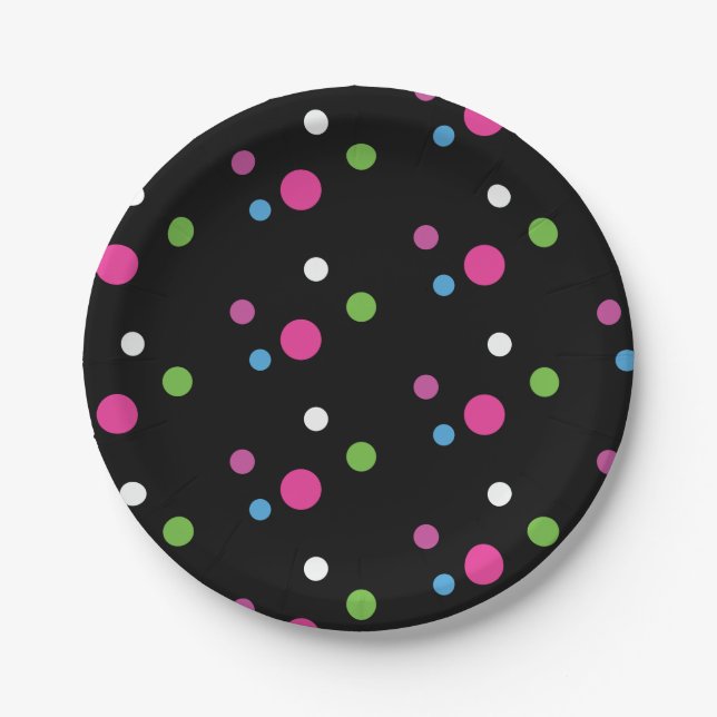 Neon Glow Polka Dots Party Teller (Vorderseite)