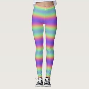 Neon Glow Rainbow Horizontal Strip Leggings