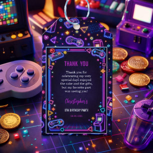 Neon Glow Retro-Arcade-Spiele 8. Geburtstag Geschenkanhänger