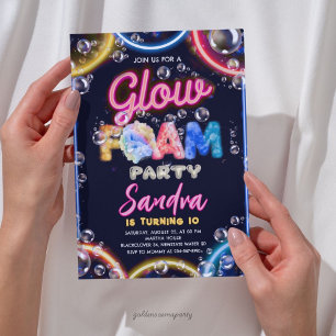 Neon-Glow-Schaumparty-Geburtstag - Farbige Blasen Einladung