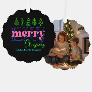 Neon Glow Scribbles Frohe Weihnachts-Keepake Ornament Karte