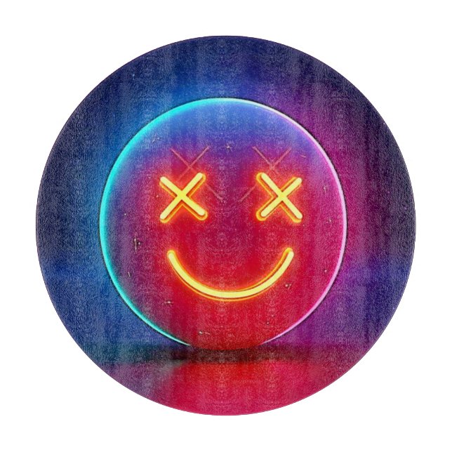 Neon Glow Smiley Schneidebrett (Vorderseite)