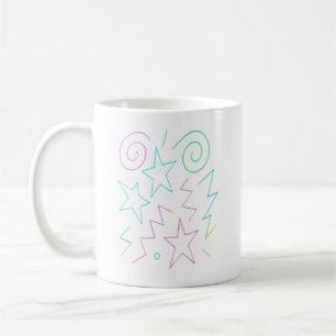 Neon Glow Stars & Wirbel Muster Kaffeetasse