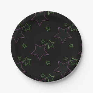 Neon-Glow-Sterne-Party-Teller Pappteller
