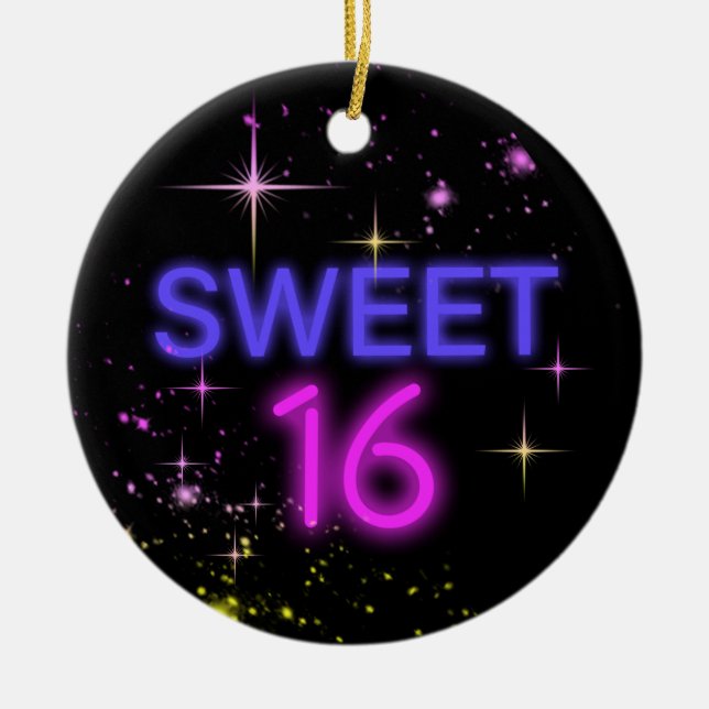 Neon Glow Sweet 16 ID760 Keramik Ornament (Vorne)
