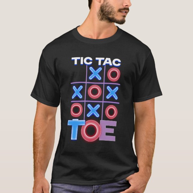 Neon Glow Tic Tac Toe T-Shirt (Vorderseite)