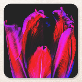 Neon Glow Tulip Rechteckiger Pappuntersetzer