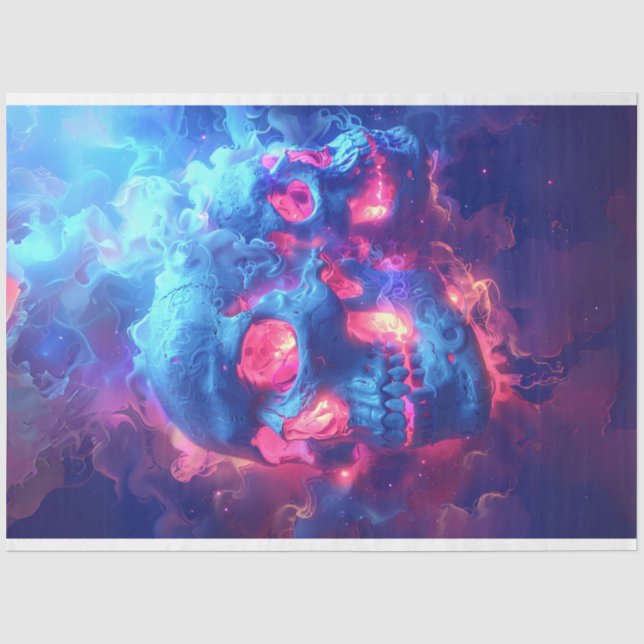 Neon Glows in Dark Skull Pirate Decoupage Seidenpapier (Vorderseite)