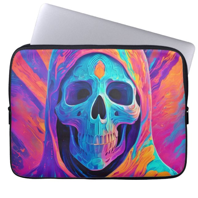 Neon Glows Skull Art Laptopschutzhülle (Vorderseite)