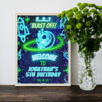 Neon Glows Space Rocket Ship Boys Party Willkommen