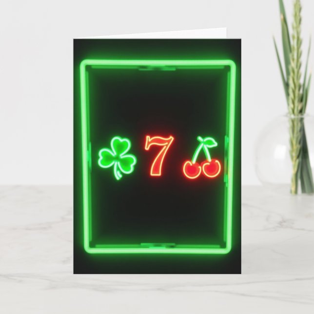 Neon-Glücksnummer Sieben Karte (Vorderseite)