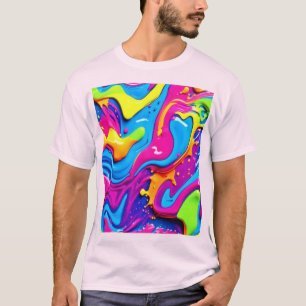 Neon-Glüh-Flüssigkeit-Spritzer-Kunstwerk T-Shirt