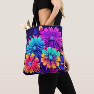 Neon-Glühende Blumen-Fantasie-Kunst Tasche