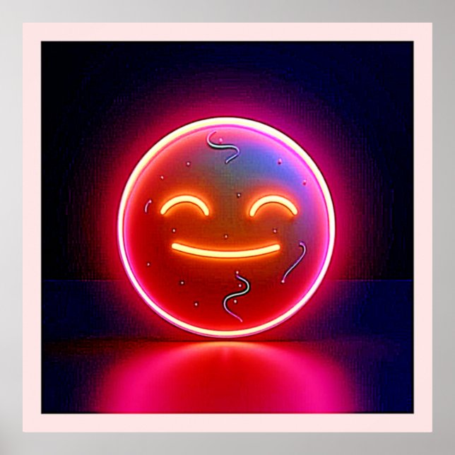 Neon-Glühende Fröhliche Gesichtskunst Poster (Vorne)