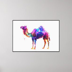 Neon-glühender Kamel-Kunstprint - Farbige Fantasie Leinwanddruck