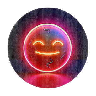 Neon-Glühendes Glückliches Gesicht Kunst Schneidebrett