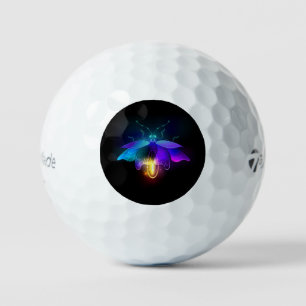 Neon-Glühwürmchen auf Schwarz Golfball