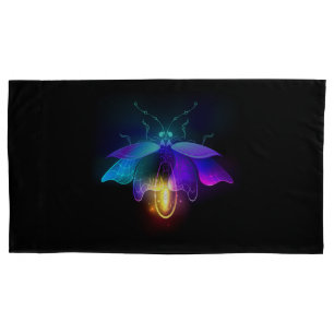Neon-Glühwürmchen auf Schwarz Kissenbezug