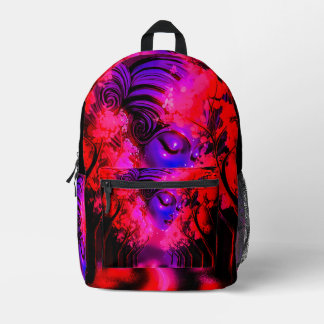 Neon Goddess in Enchanted Forest Bedruckter Rucksack