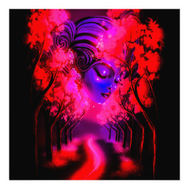 Neon Goddess in Enchanted Forest Fotodruck