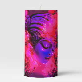 Neon Goddess in Enchanted Forest Stumpenkerze