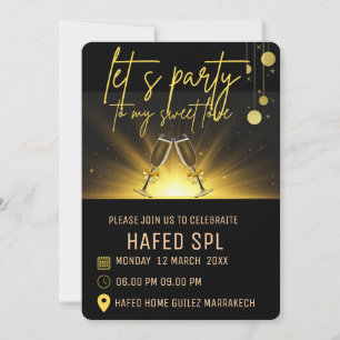 Neon Gold Light Digital Party e-invite Vorlage, B Dankeskarte