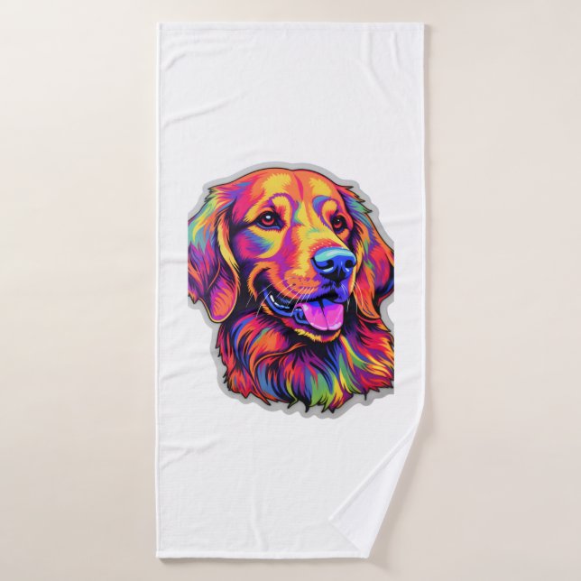 Neon Golden Retriever (Serviette de bain)
