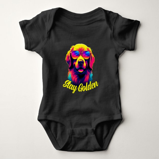 Neon Golden Retriever Baby Strampler (Vorderseite)