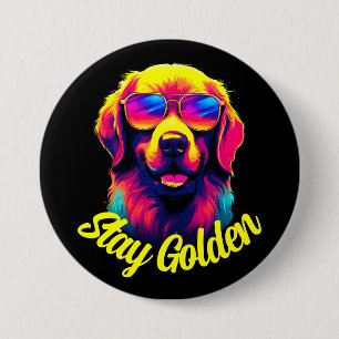 Neon Golden Retriever Button