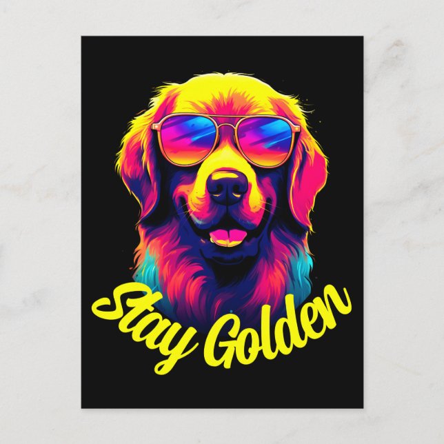 Neon Golden Retriever Postkarte (Vorderseite)