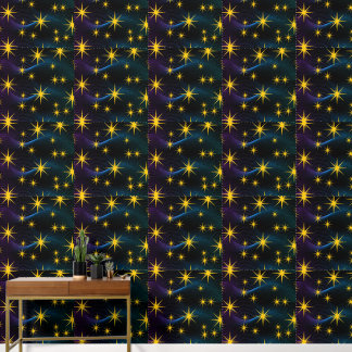 Neon Goldene Sterne Kosmische Wellen Tapete