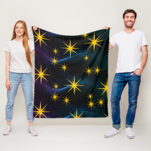 Neon-Goldsterne Cosmic Wave-Fleece-Decke Fleecedecke