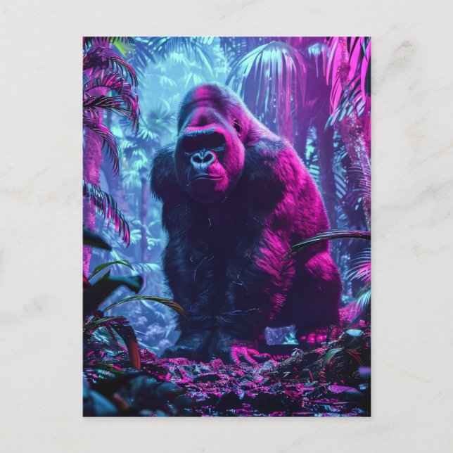 Neon Gorilla Postkarte (Vorderseite)