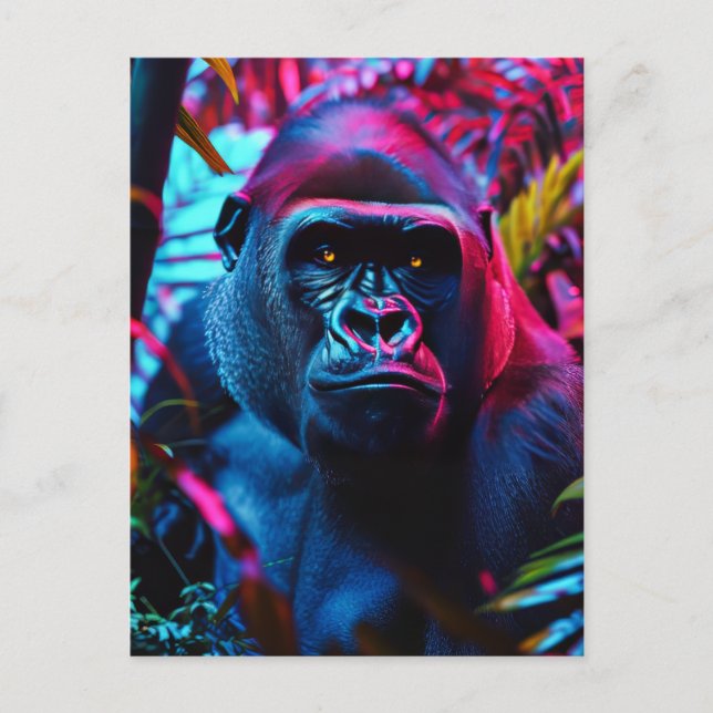 Neon Gorilla Postkarte (Vorderseite)