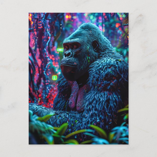 Neon Gorilla Postkarte (Vorderseite)