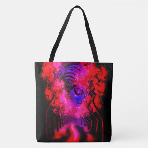Neon-Göttin im verzauberten Wald Tasche