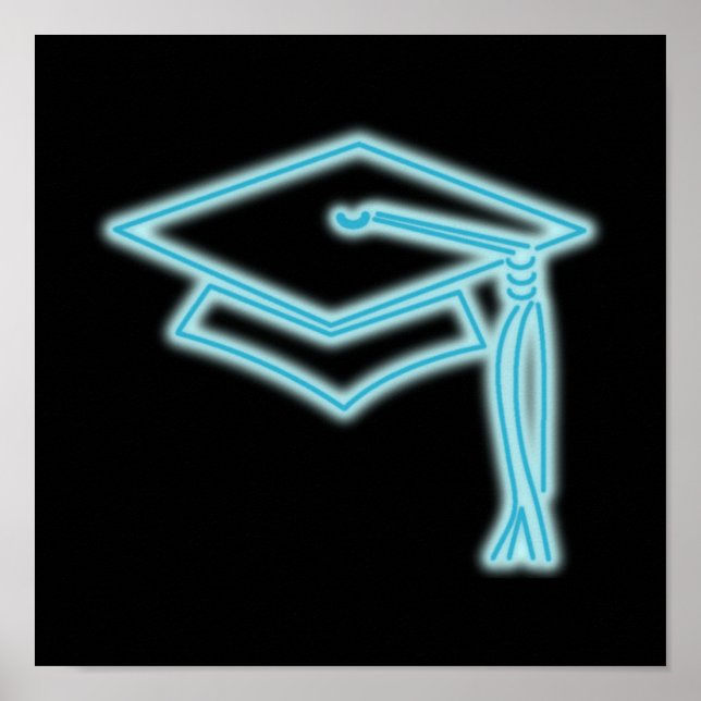 Neon Grad Cap Light Blue Poster (Vorne)