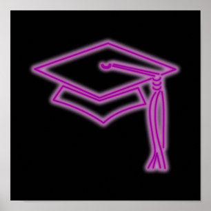 Neon Grad Cap Lila Poster