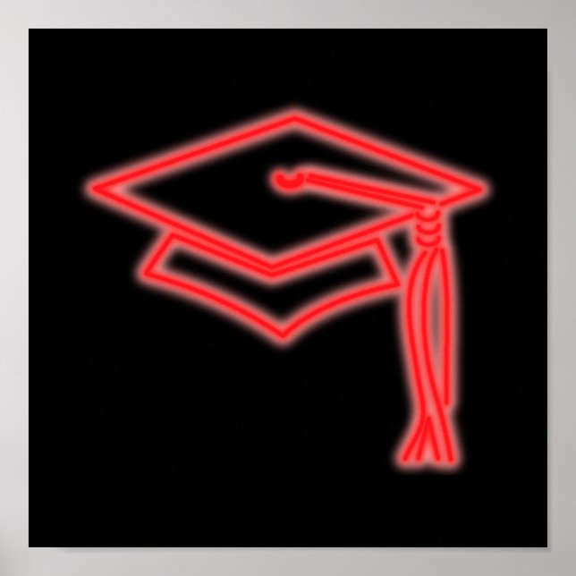 Neon Grad Cap Red Poster (Vorne)
