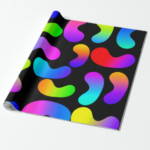 NEON GRADIENT MODERN BLACK PATTERN GESCHENKPAPIER