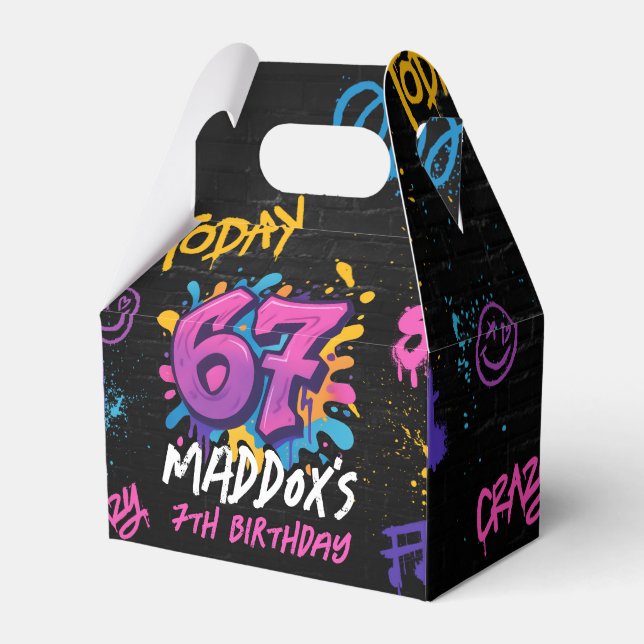 Neon Graffiti 6 7 Meme Trend Six Seven Birthday Geschenkschachtel (Vorderseite)