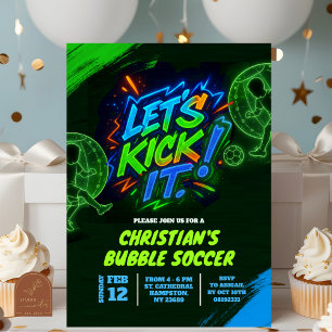 Neon Graffiti adolescent Bubble Soccer Invitation