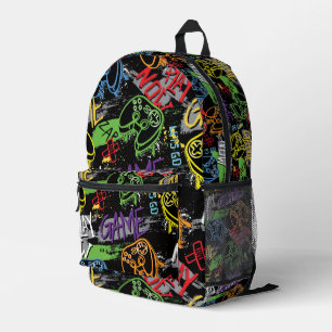 Neon-Graffiti-Gaming-Muster Bedruckter Rucksack