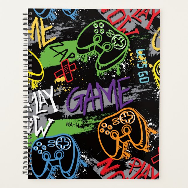 Neon-Graffiti-Gaming-Muster Planer (Vorderseite)