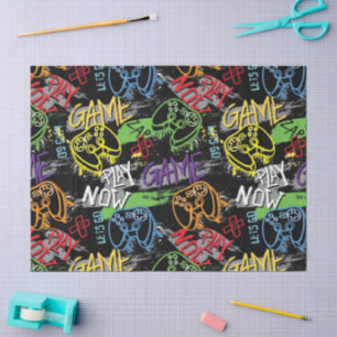 Neon-Graffiti-Gaming-Muster Seidenpapier
